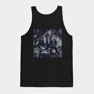 Goth mushroom girl with horns and eyes moth Tank Top